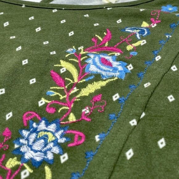 Matilda Jane Through Generations Embroidered Babydoll Top Green FLAW - Picture 6 of 10
